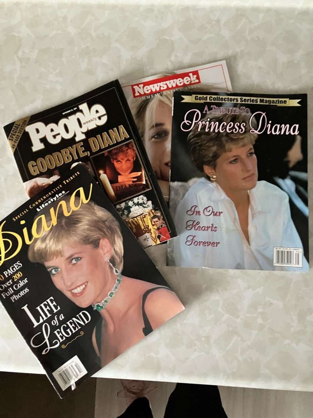 Princess Diana Tribute Magazine Lot - Black, White, Gold Accents